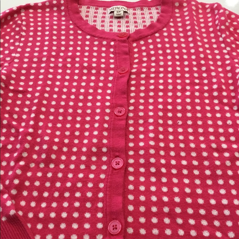Pink & white polka dot cardigan